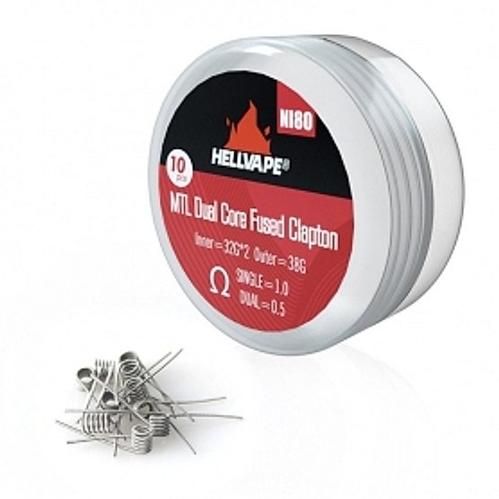 Coils Ni80 MTL Dual Core Fused Clapton 1.0 ohm Hellvape Coils Ni80 MTL Dual Core Fused Clapton 1.0 ohm Hellvape