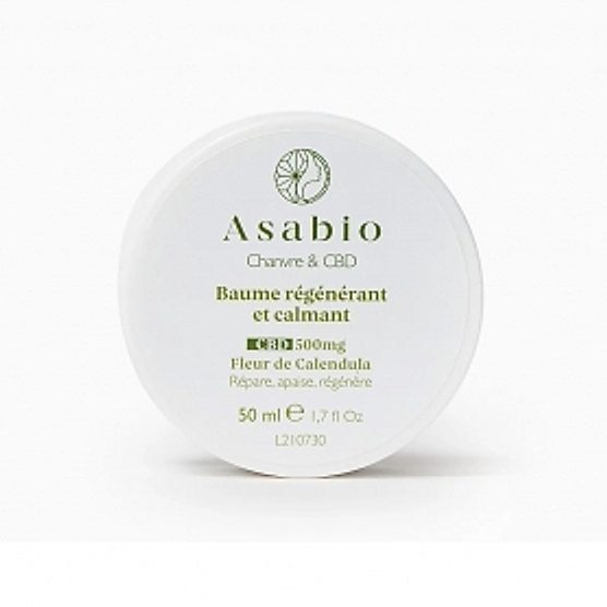 Baume régénérant et calmant CBD 500mg 50ml Asabio Baume régénérant et calmant CBD 500mg 50ml Asabio