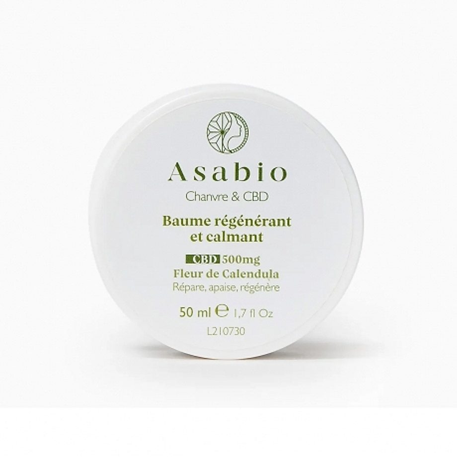 Baume régénérant et calmant CBD 500mg 50ml Asabio Baume régénérant et calmant CBD 500mg 50ml Asabio