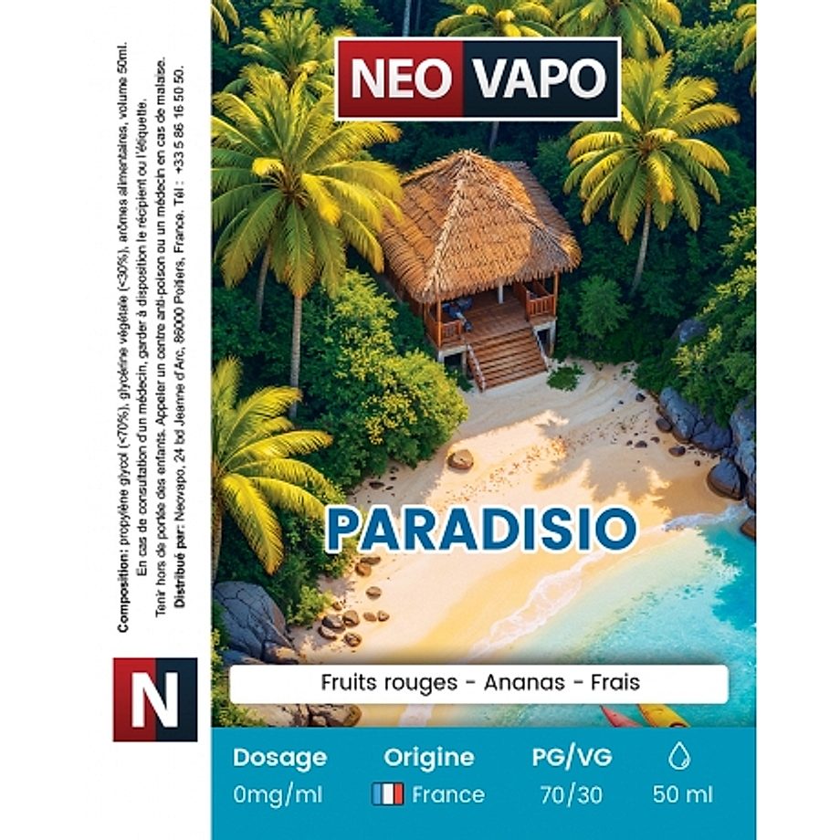 E-liquide Paradisio 50ml etiquette E-liquide Paradisio 50ml etiquette