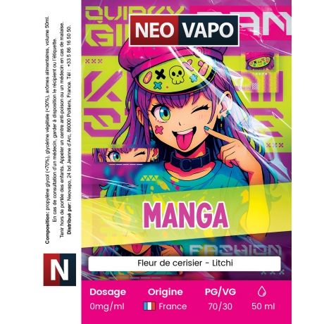 E-liquide Manga 50ml etiquette E-liquide Manga 50ml etiquette