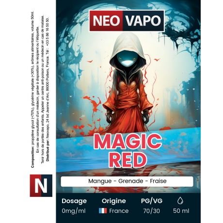 E-liquide Magic red 50ml etiquette E-liquide Magic red 50ml etiquette