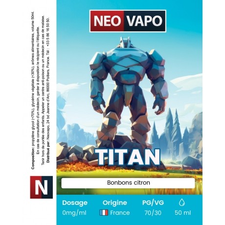 E-liquide Titan 50ml etiquette E-liquide Titan 50ml etiquette
