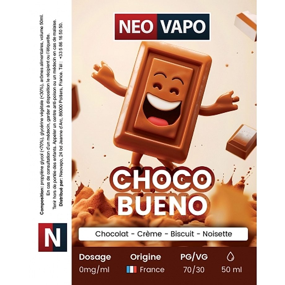 E-liquide Choco bueno 50ml etiquette E-liquide Choco bueno 50ml etiquette