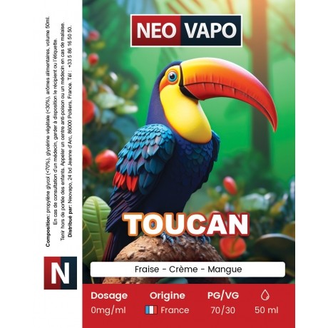 E-liquide Toucan 50ml etiquette E-liquide Toucan 50ml etiquette