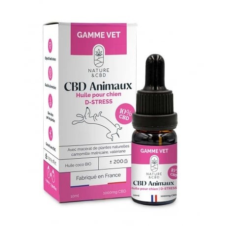 Huile CBD Animaux D-stress pour chien 10% Nature CBD