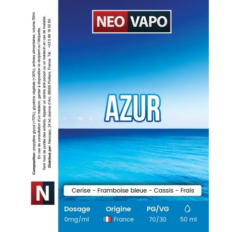 E-liquide Azur 50ml etiquette E-liquide Azur 50ml etiquette