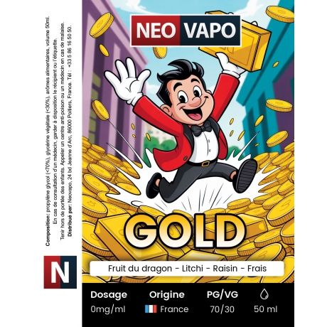 E-liquide Gold 50ml etiquette E-liquide Gold 50ml etiquette