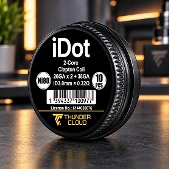Boite de 10 coils iDot 2-Core Clapton Coils Ni80 0.32Ω Thunder Cloud