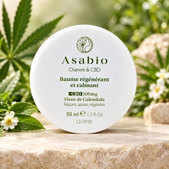 Baume régénérant et calmant CBD 500mg 50ml Asabio Baume régénérant et calmant CBD 500mg 50ml Asabio