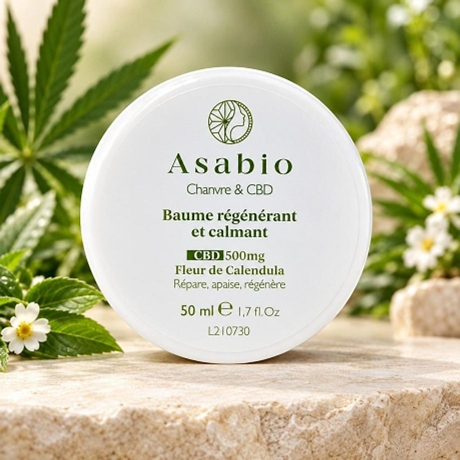 Baume régénérant et calmant CBD 500mg 50ml Asabio Baume régénérant et calmant CBD 500mg 50ml Asabio