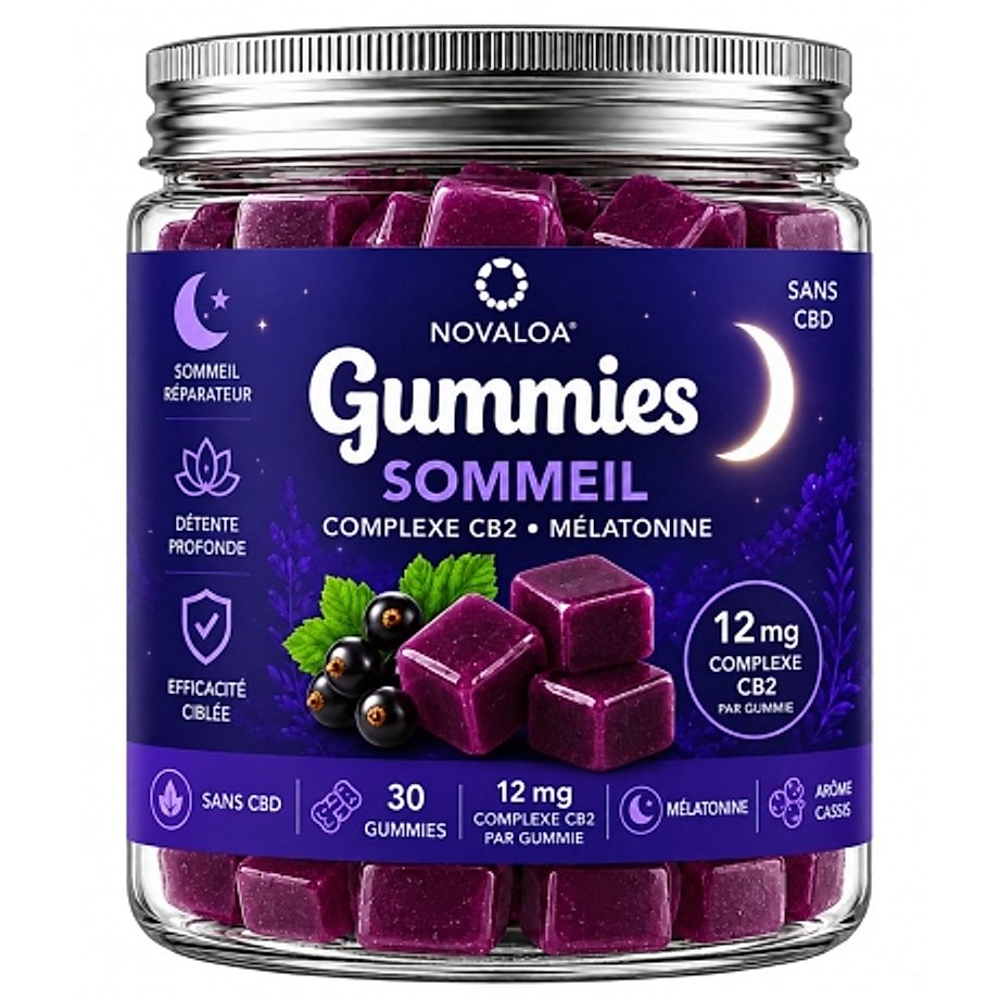 Gummies Complexe CB2 Sommeil 12mg + Mélatonine Novaloa Gummies Complexe CB2 Sommeil 12mg + Mélatonine Novaloa