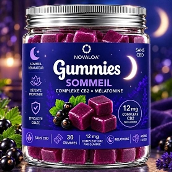 Gummies Complexe CB2 Sommeil 12mg + Mélatonine Novaloa Gummies Complexe CB2 Sommeil 12mg + Mélatonine Novaloa