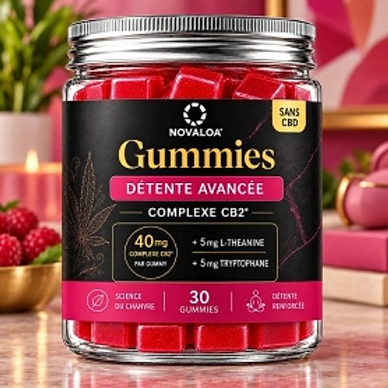 Gummies Détente Avancée 40mg CB2 Framboise Novaloa Gummies Détente Avancée 40mg CB2 Framboise Novaloa