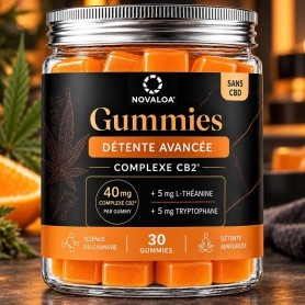 Gummies Détente Avancée 40mg CB2 Pêche Ananas - Novaloa