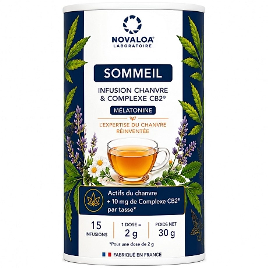 Infusion Sommeil Chanvre, Complexe CB2 et Mélatonine Novaloa Infusion Sommeil Chanvre, Complexe CB2 et Mélatonine Novaloa