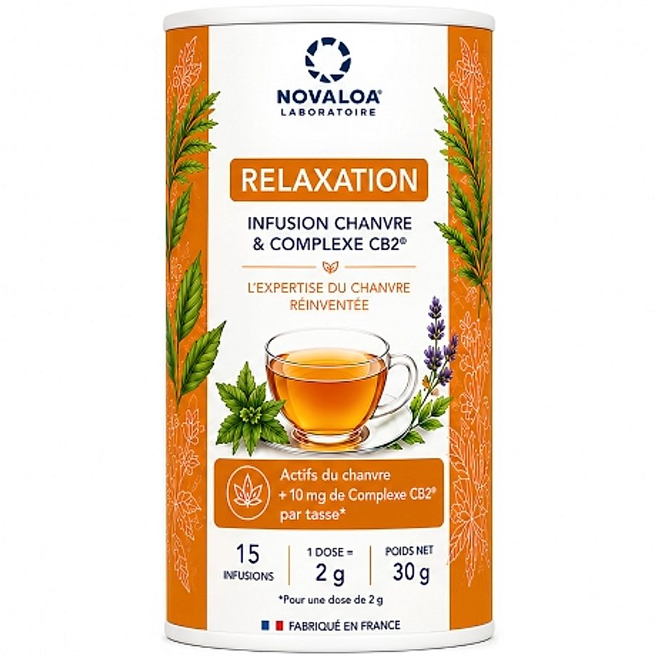 Infusion Relaxation Chanvre et Complexe CB2 Novaloa Infusion Relaxation Chanvre et Complexe CB2 Novaloa