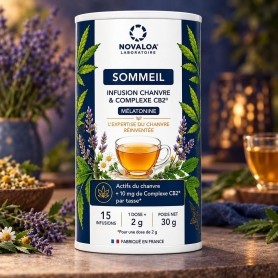 Infusion Sommeil Chanvre, Complexe CB2 et Mélatonine - Novaloa