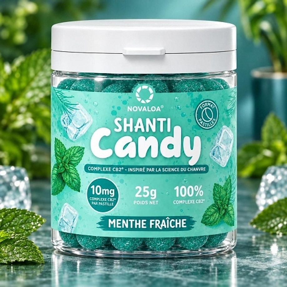Pastilles Menthe Fraîche Complexe CB2 Shanti Candy Novaloa Pastilles Menthe Fraîche Complexe CB2 Shanti Candy Novaloa