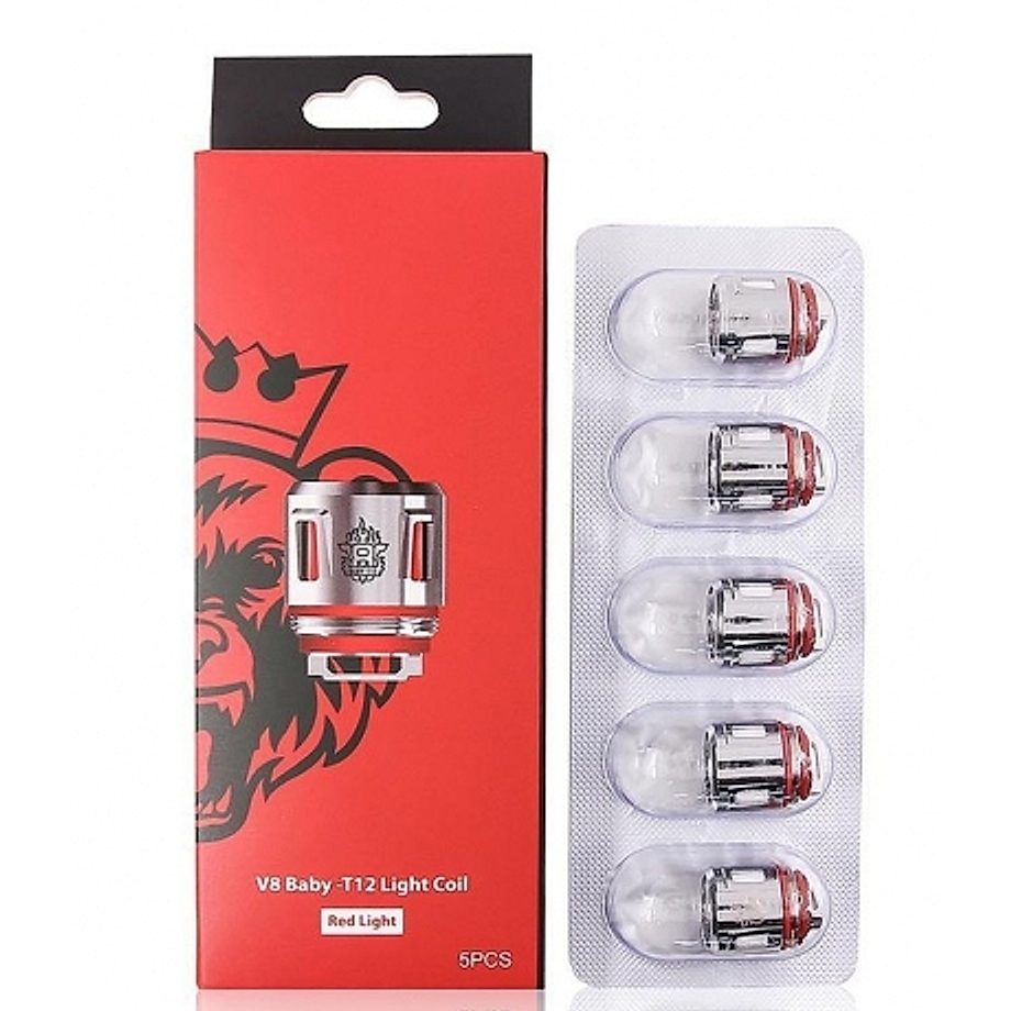 Résistance TFV8 V8 Baby T12 red light 0.15 ohm de Smok boite de 5 Résistance TFV8 V8 Baby T12 red light 0.15 ohm de Smok boite de 5