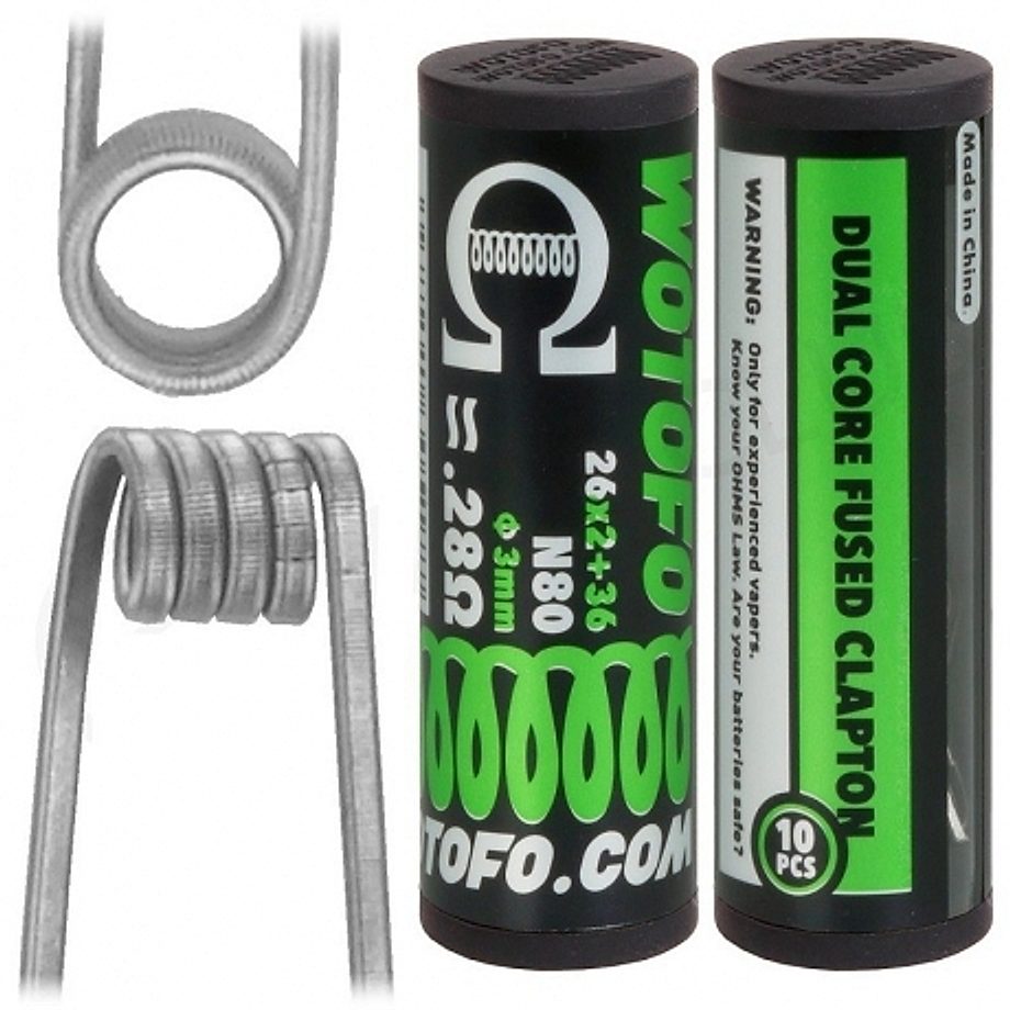 Résistances Dual Core Fused Clapton 0.28 ohm 10 pcs de Wotofo Résistances Dual Core Fused Clapton 0.28 ohm 10 pcs de Wotofo