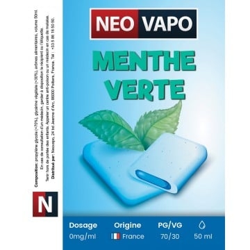 E-liquide Menthe verte 50ml, mélange de menthe fraiche
