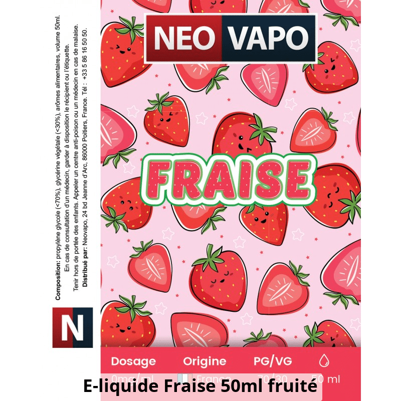 E-liquide fraise & framboise 50ml aux aromes Fruités fabriqué en