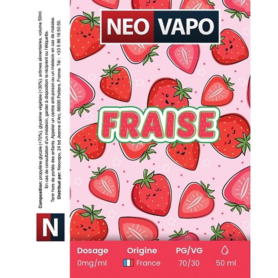 E-liquide Fraise 50ml, fruité E-liquide Fraise 50ml, fruité