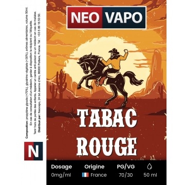 E-liquide Tabac rouge 50ml, tabac blond américain