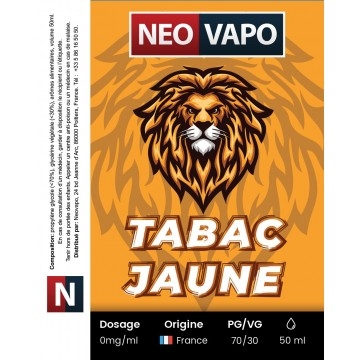 E-liquide Tabac jaune 50ml, tabac blond américain