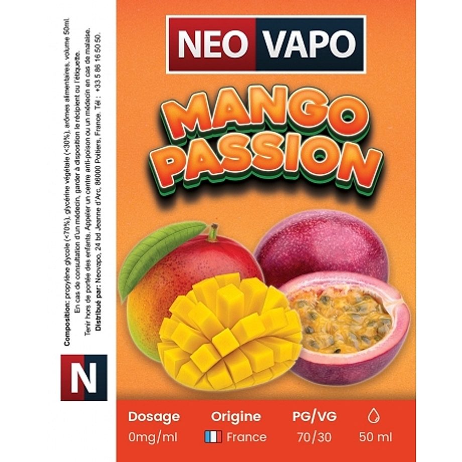 E-liquide Mango passion 50ml etiquette E-liquide Mango passion 50ml etiquette