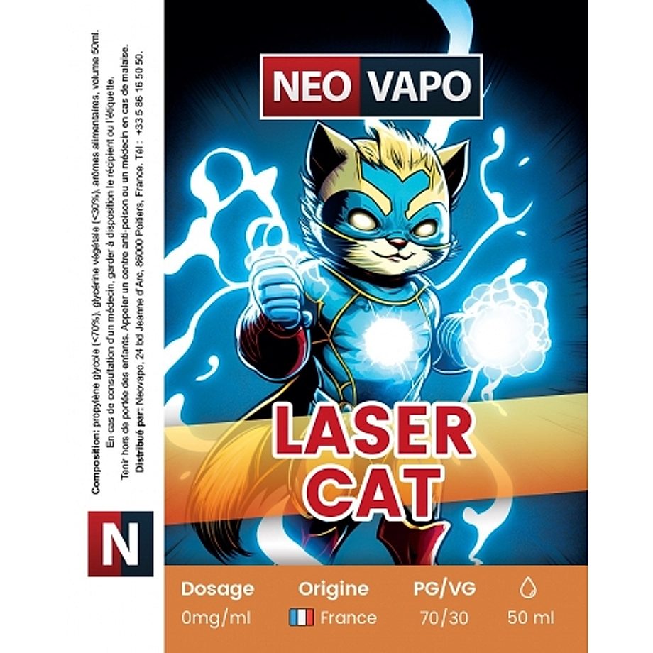 E-liquide Laser Cat 50ml etiquette E-liquide Laser Cat 50ml etiquette