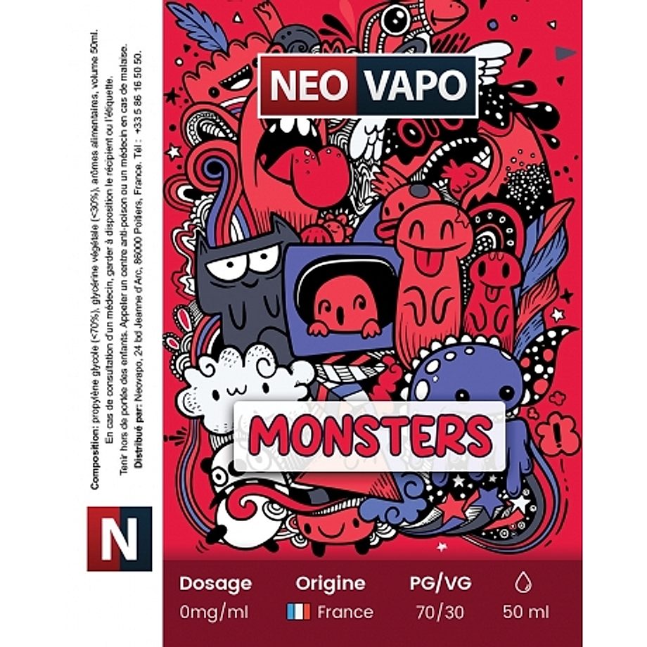 E-liquide Monsters 50ml etiquette E-liquide Monsters 50ml etiquette