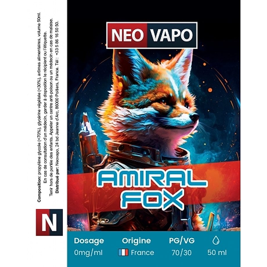 E-liquide Amiral Fox 50ml etiquette E-liquide Amiral Fox 50ml etiquette