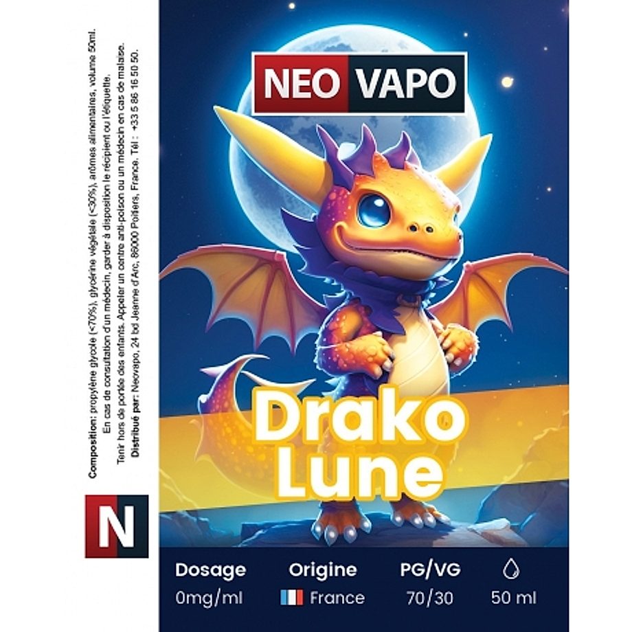 E-liquide Drako Lune 50ml etiquette E-liquide Drako Lune 50ml etiquette