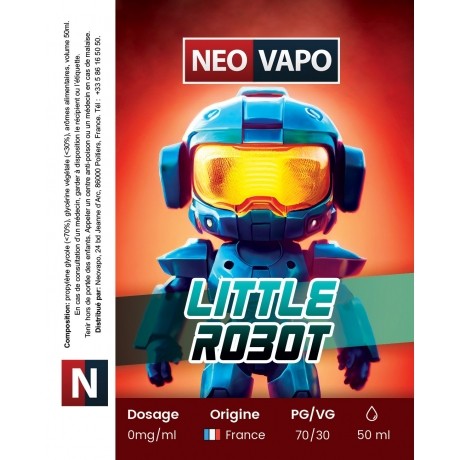 E-liquide Little Robot 50ml etiquette E-liquide Little Robot 50ml etiquette