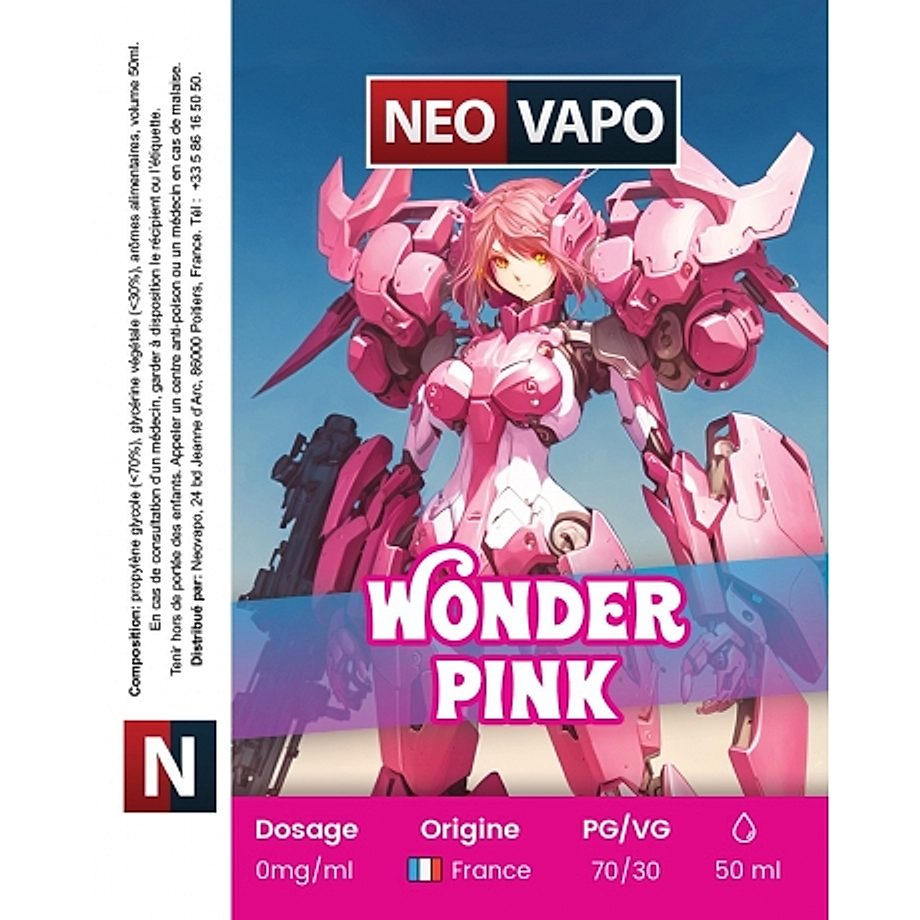 E-liquide Wonder Pink 50ml etiquette E-liquide Wonder Pink 50ml etiquette