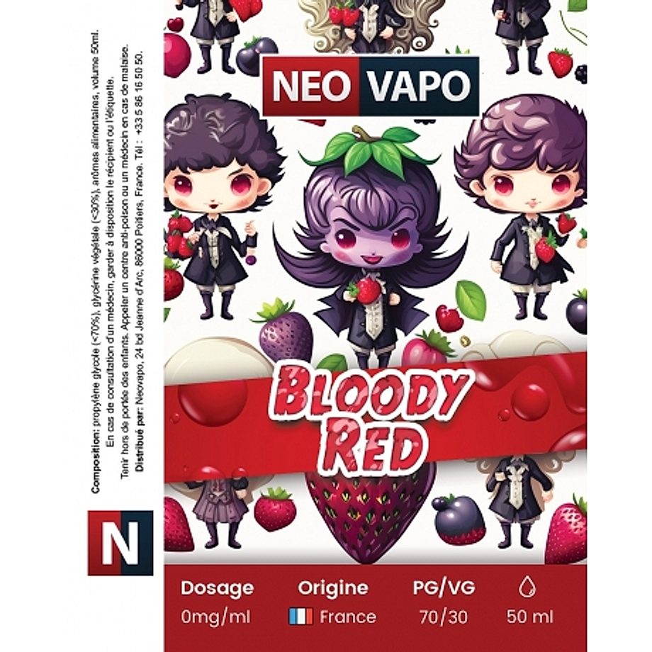 E-liquide Bloody Red 50ml etiquette E-liquide Bloody Red 50ml etiquette