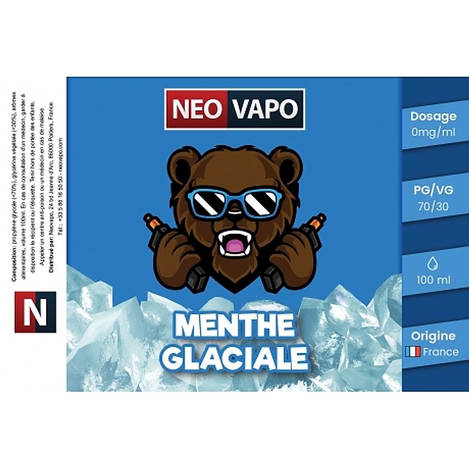 E-liquide Menthe glaciale 100ml etiquette E-liquide Menthe glaciale 100ml etiquette