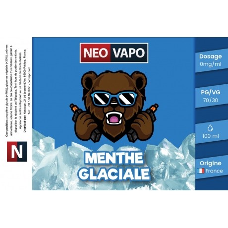 E-liquide Menthe glaciale 100ml etiquette E-liquide Menthe glaciale 100ml etiquette