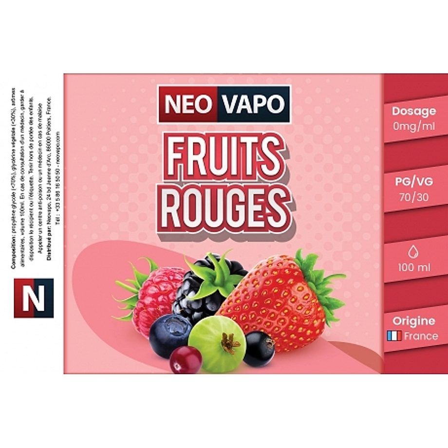 E-liquide Fruits rouges 100ml etiquette E-liquide Fruits rouges 100ml etiquette