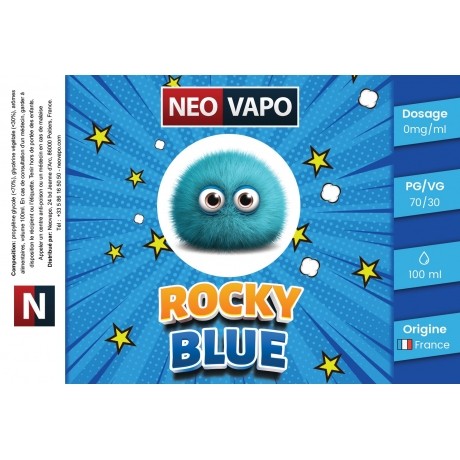 E-liquide Rocky blue 100ml etiquette E-liquide Rocky blue 100ml etiquette