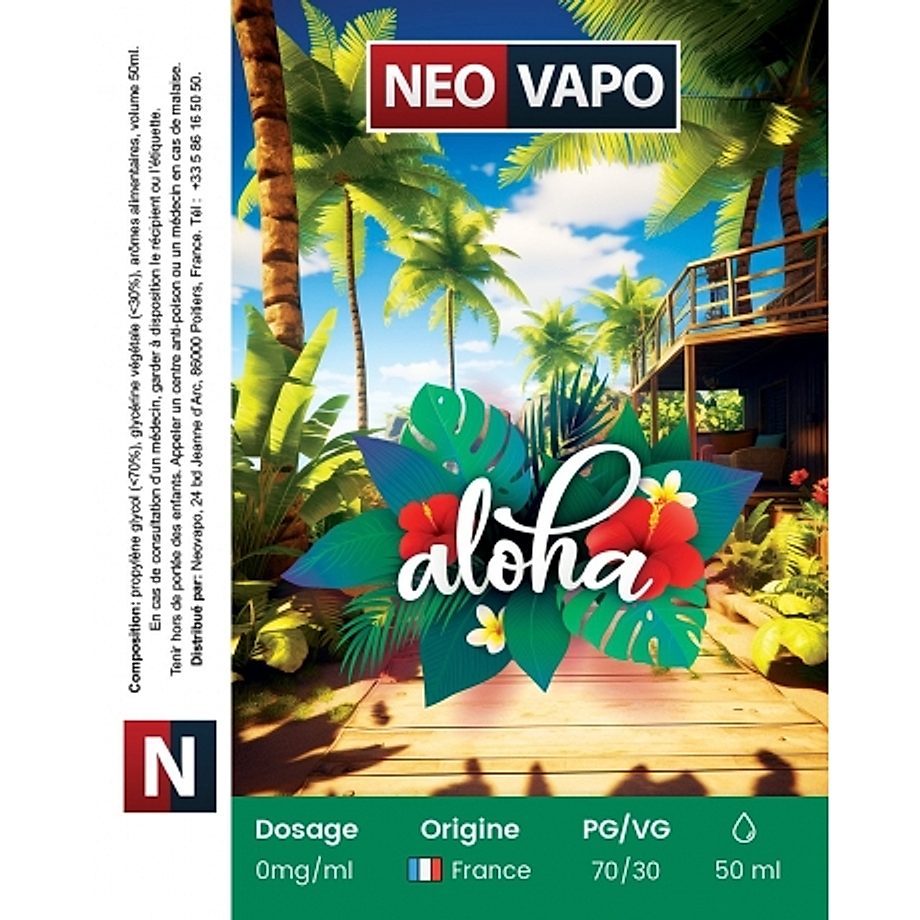 E-liquide Aloha 50ml etiquette E-liquide Aloha 50ml etiquette