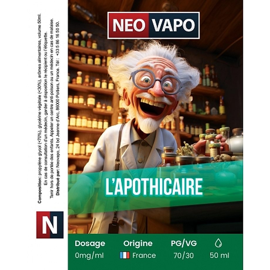 E-liquide L’apothicaire 50ml etiquette E-liquide L’apothicaire 50ml etiquette
