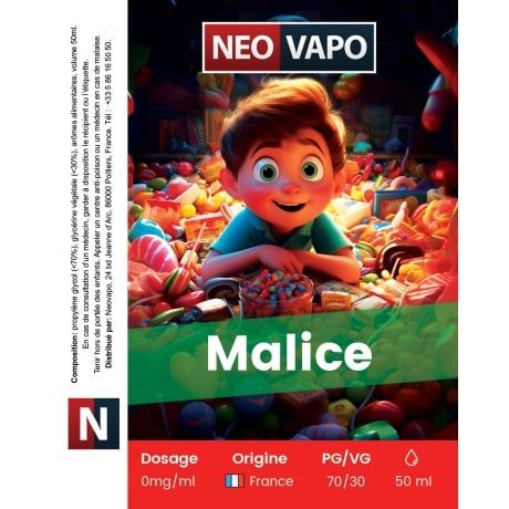E-liquide Malice 50ml etiquette