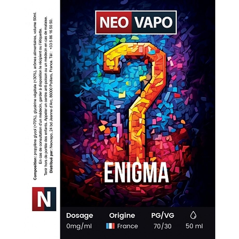 E-liquide Enigma 50ml etiquette E-liquide Enigma 50ml etiquette