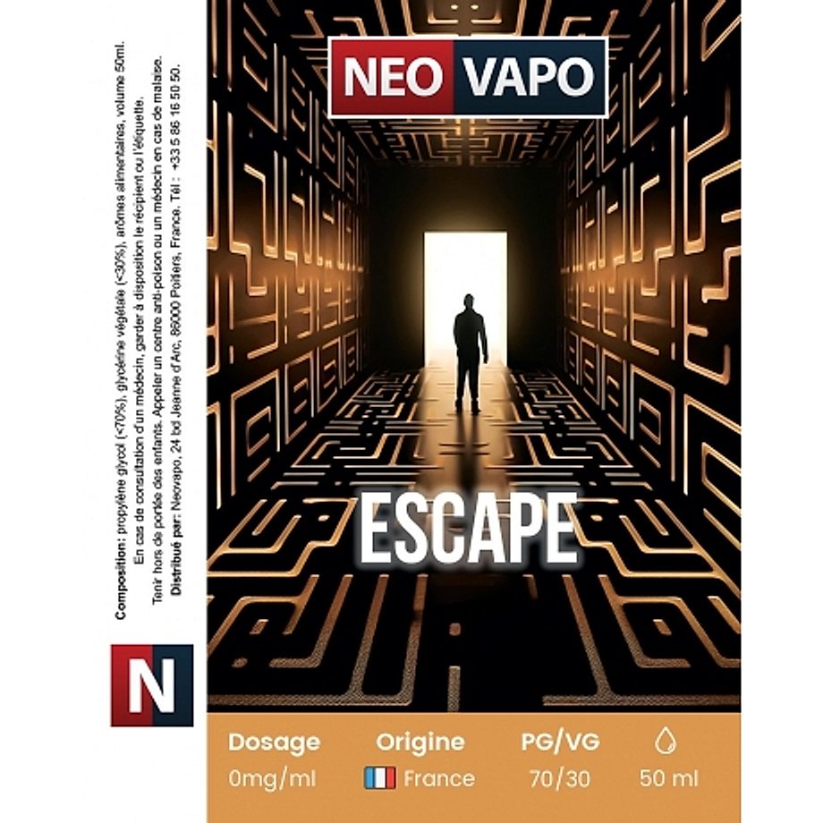 E-liquide Escape 50ml etiquette E-liquide Escape 50ml etiquette