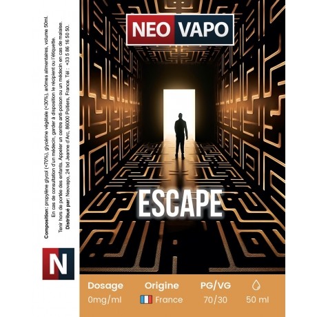 E-liquide Escape 50ml etiquette E-liquide Escape 50ml etiquette