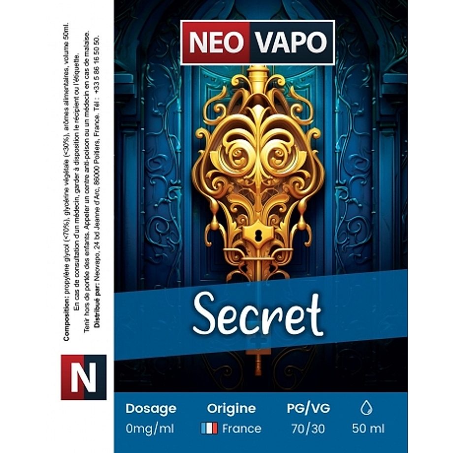E-liquide Secret 50ml etiquette E-liquide Secret 50ml etiquette