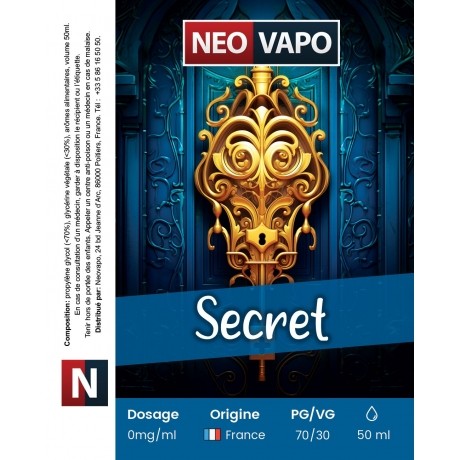 E-liquide Secret 50ml etiquette E-liquide Secret 50ml etiquette